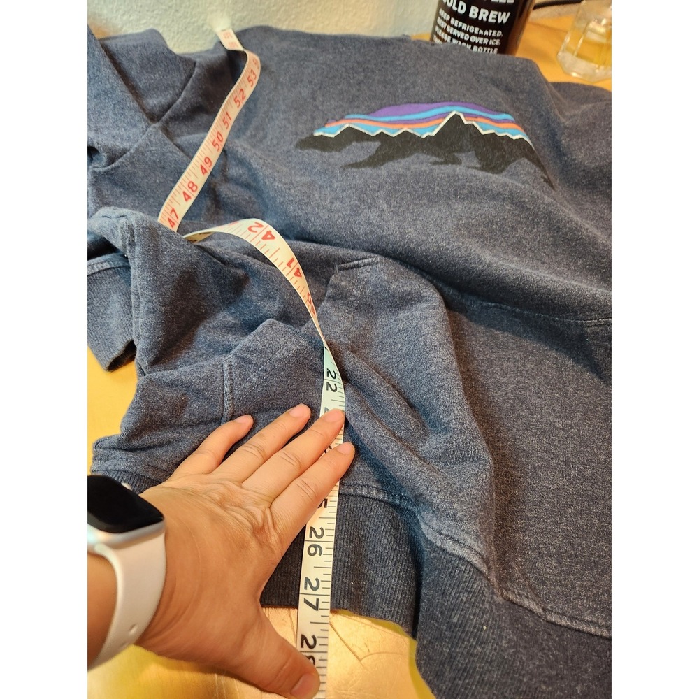 Patagonia Organic Cotton Bear Logo Hoodie Sweatshirt Gray Size‎ M Pullover - Picture 8 of 8